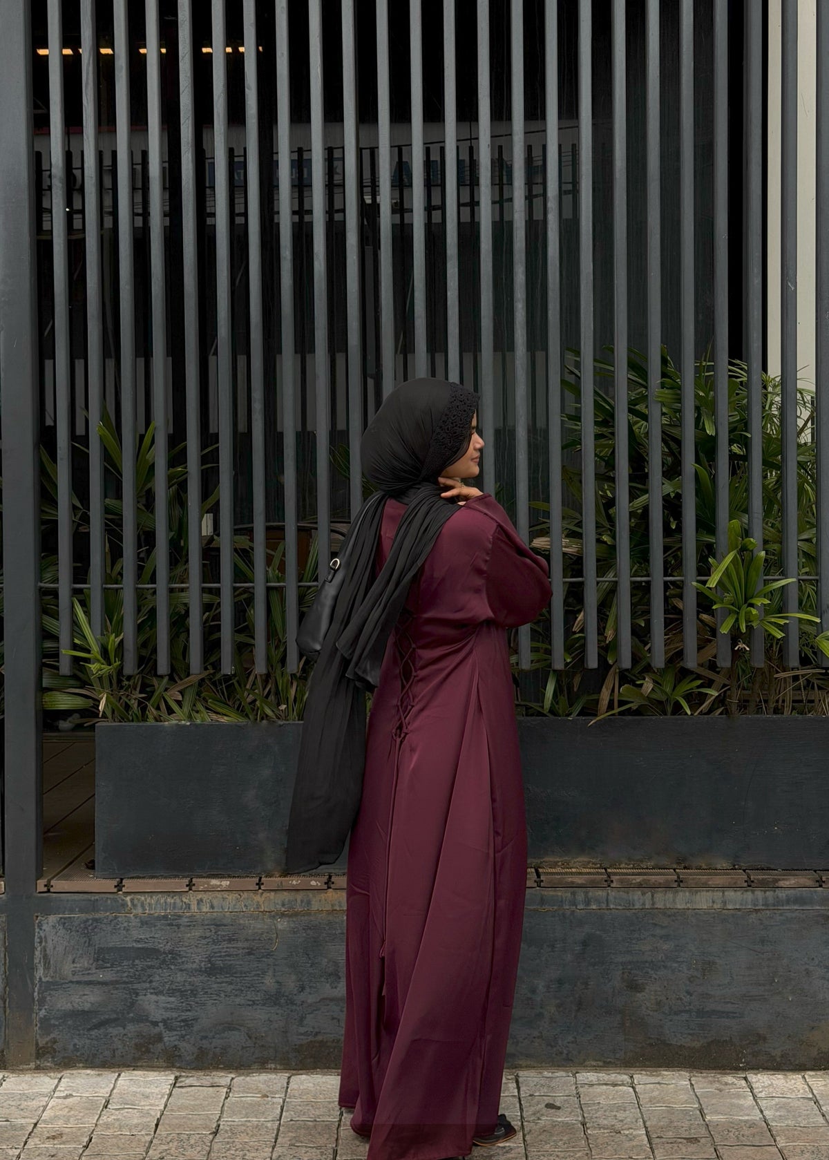 Corset Tie Gown - Maroon