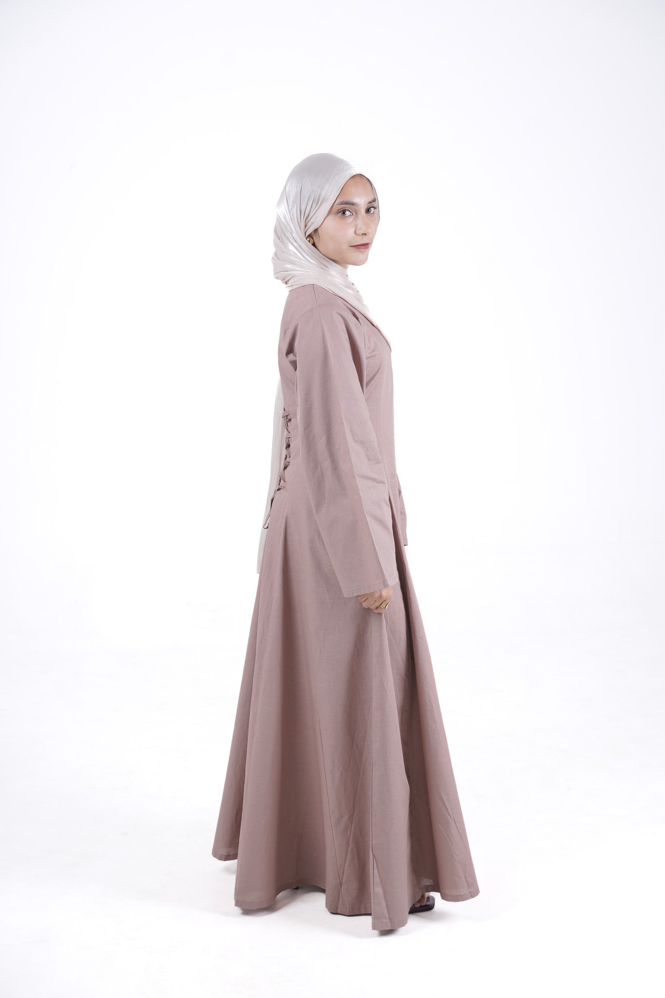 Modest Linen Corset - Rose Brown