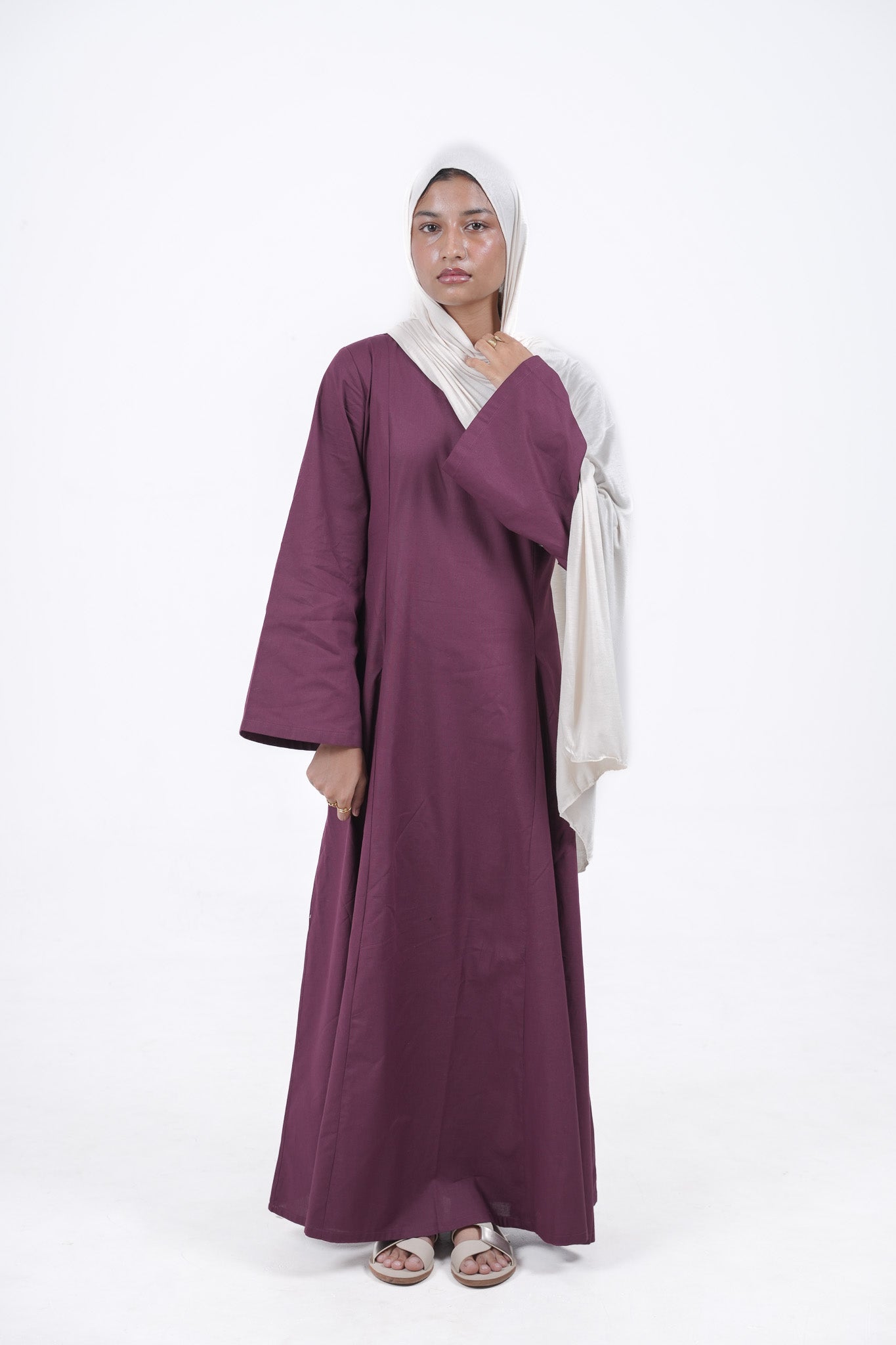 Modest Linen Corset - Maroon
