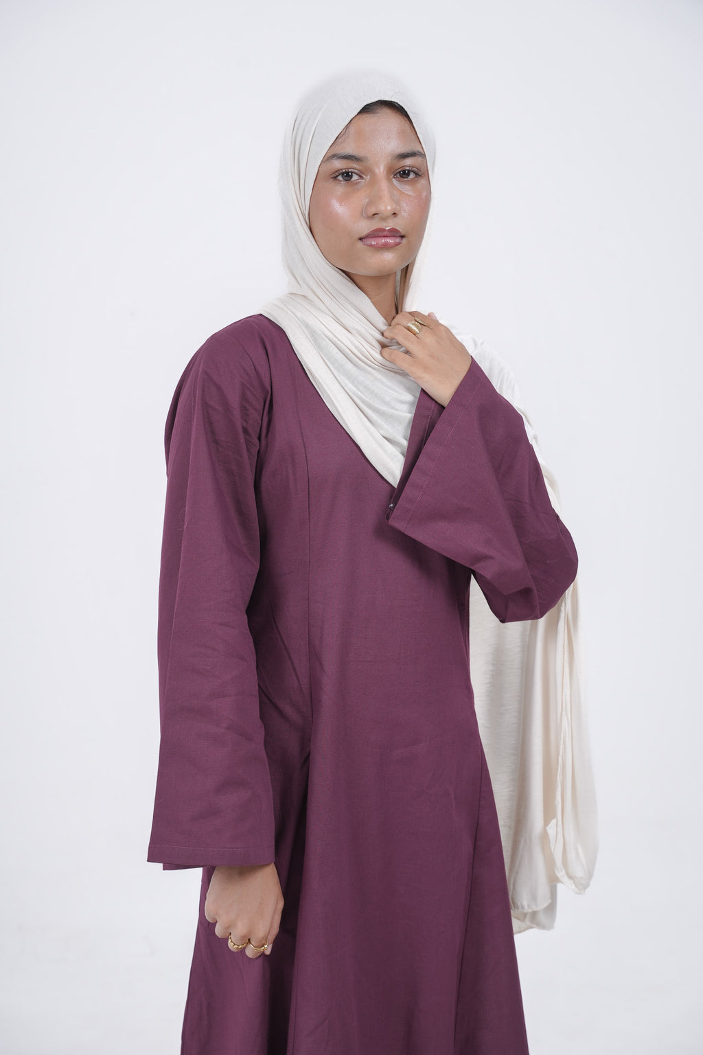 Modest Linen Corset - Maroon