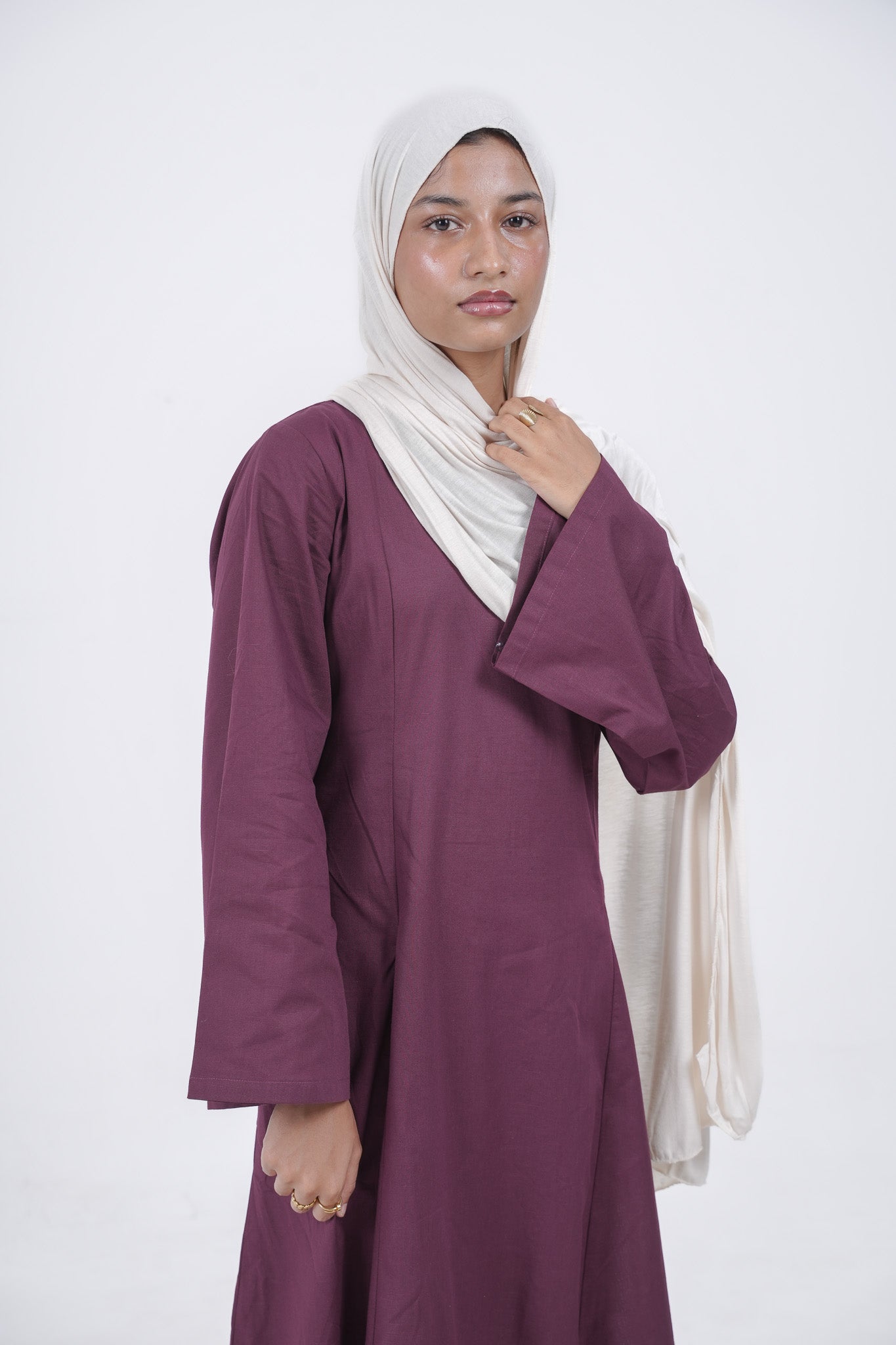 Modest Linen Corset - Maroon