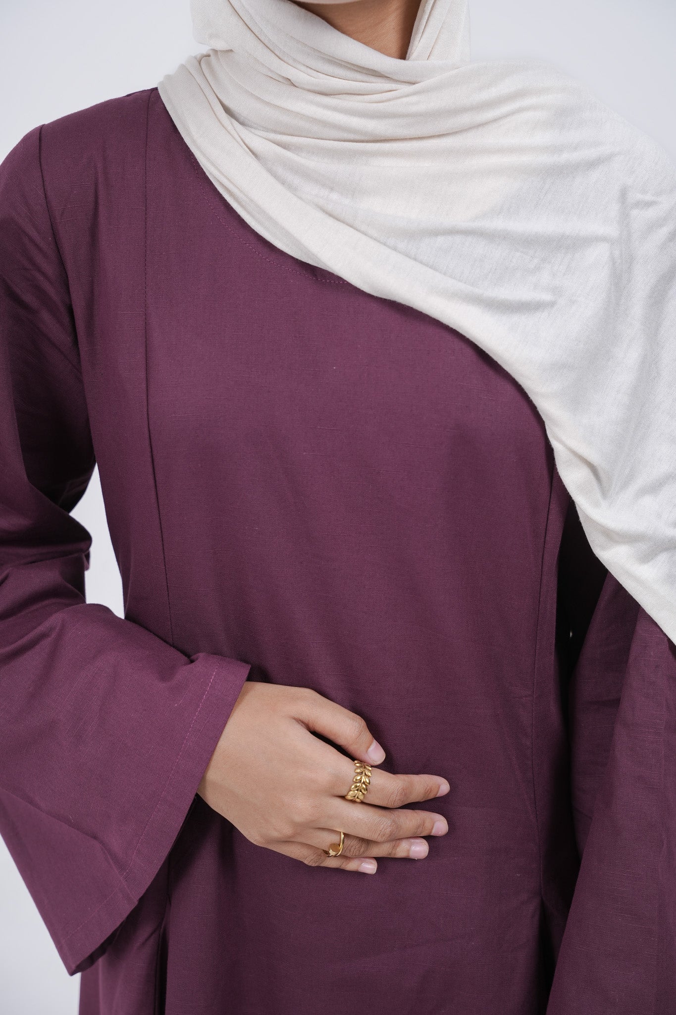 Modest Linen Corset - Maroon