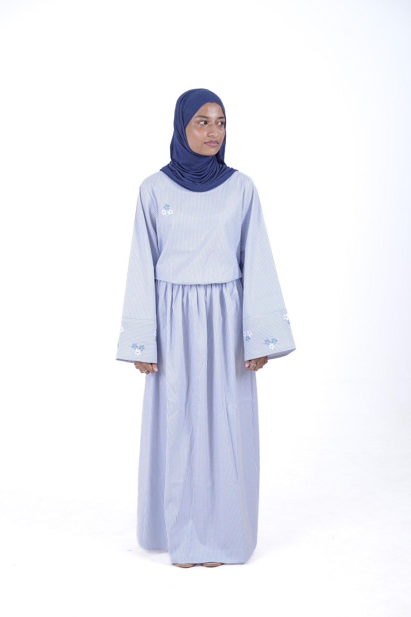 Bloom Embroidery Gown - Blue