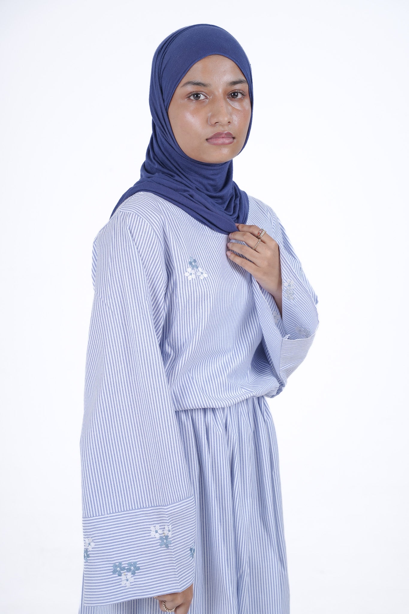Bloom Embroidery Gown - Blue