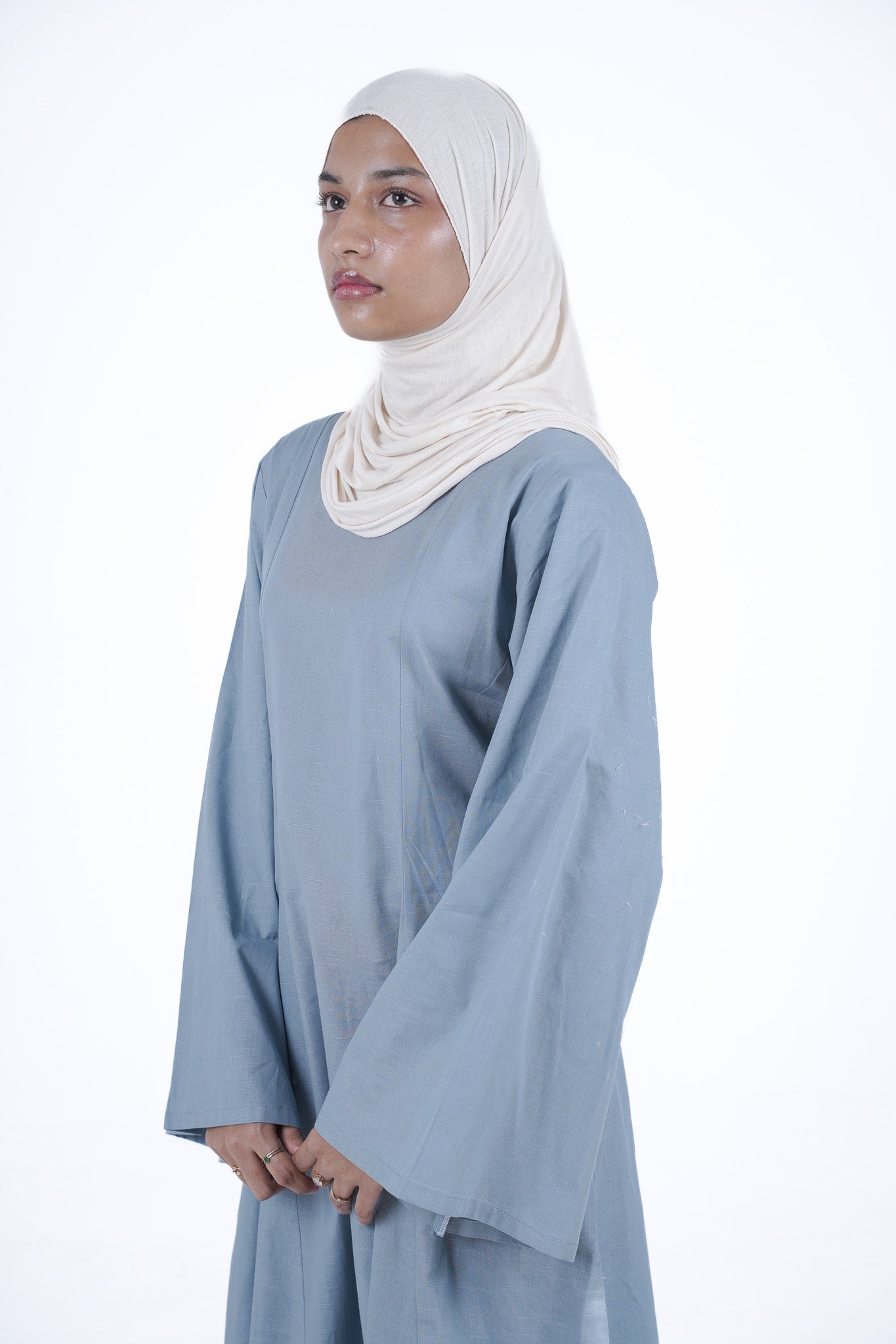 Modest Linen Corset - Slate Grey