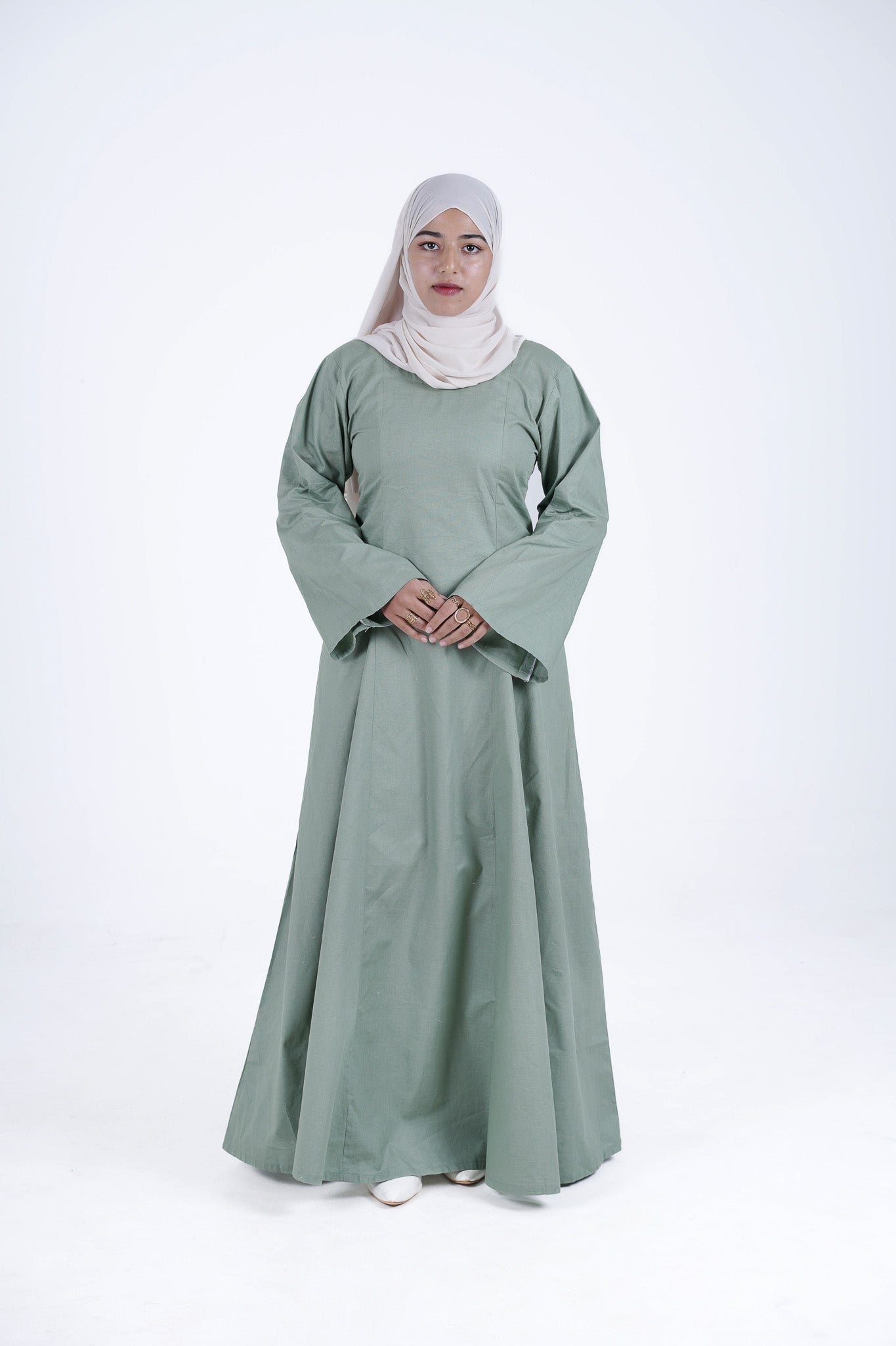 Modest Linen Corset - Sage Green