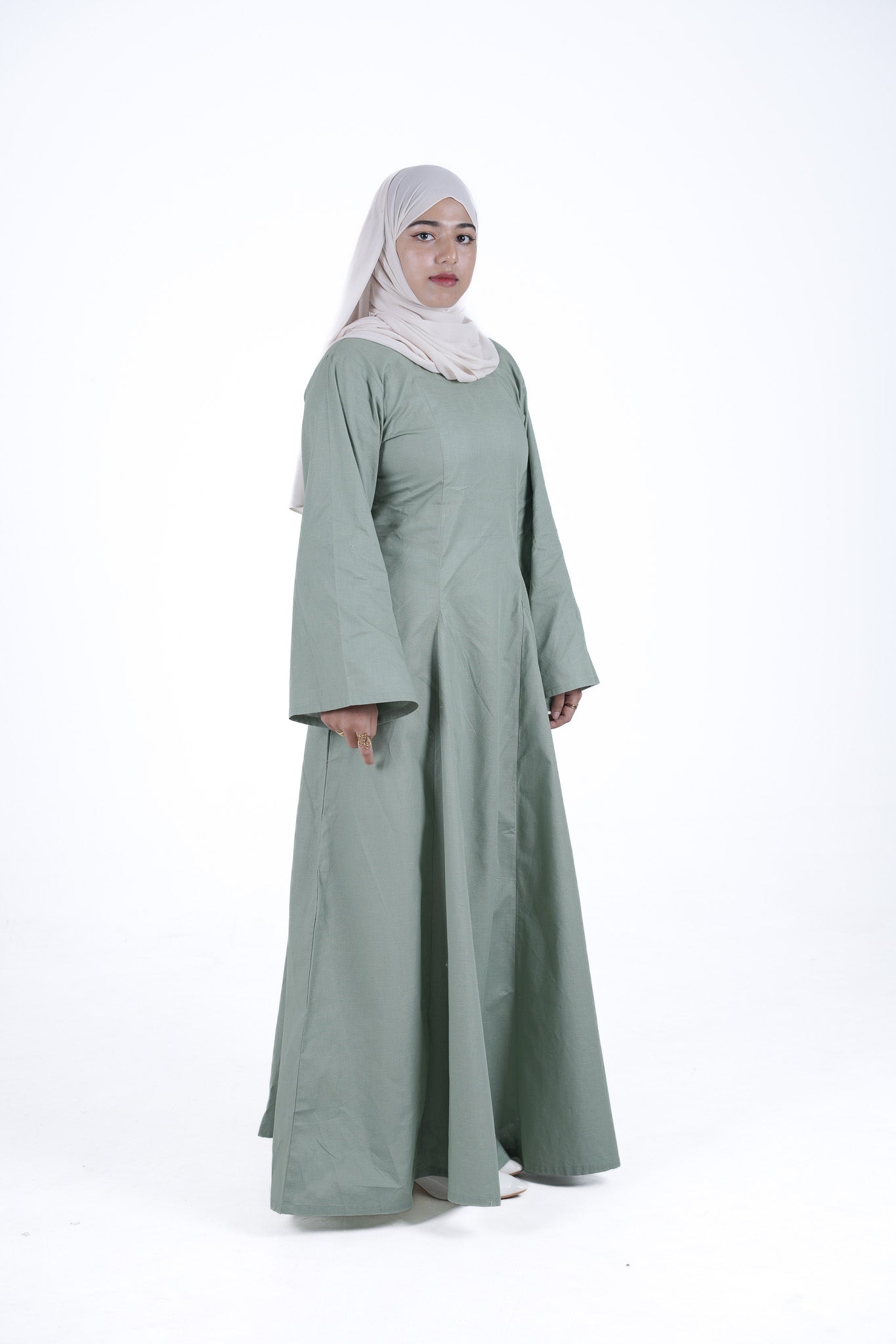 Modest Linen Corset - Sage Green