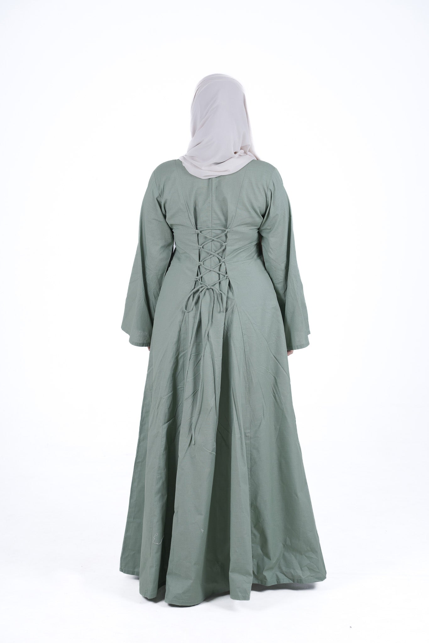 Modest Linen Corset - Sage Green