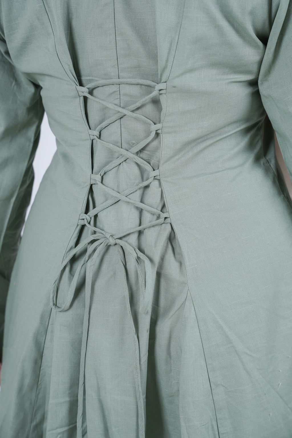 Modest Linen Corset - Sage Green