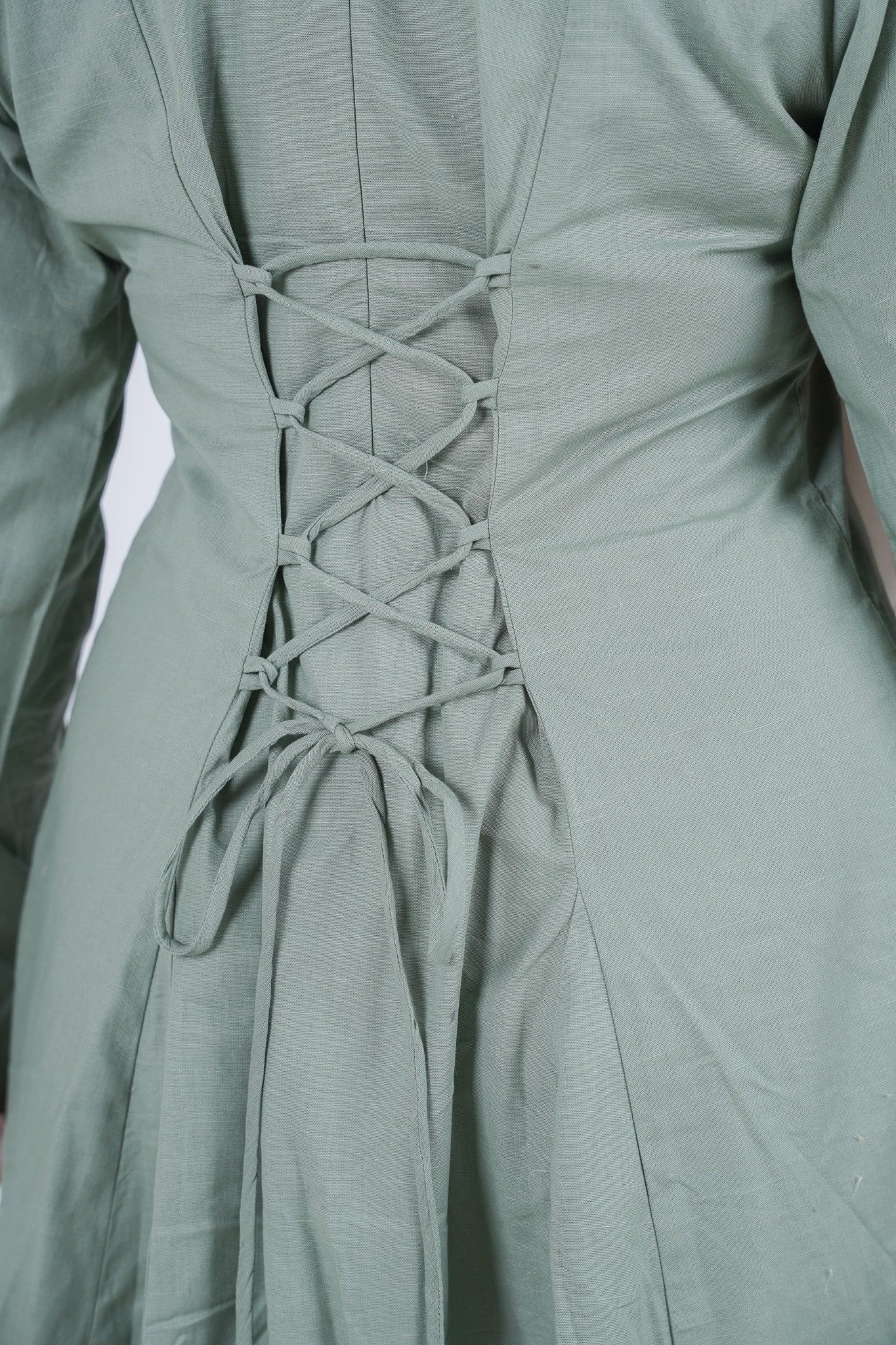 Modest Linen Corset - Sage Green