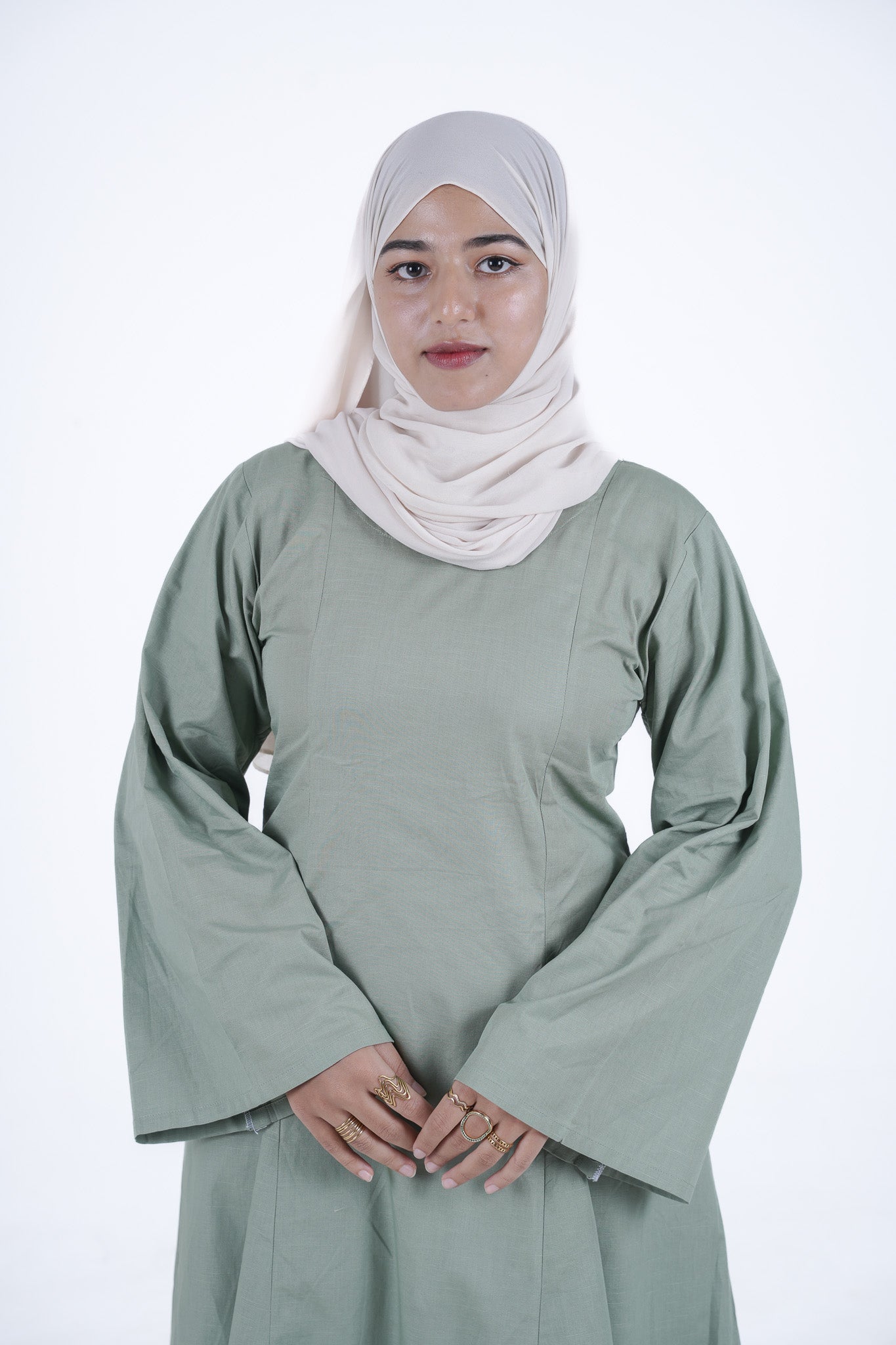 Modest Linen Corset - Sage Green