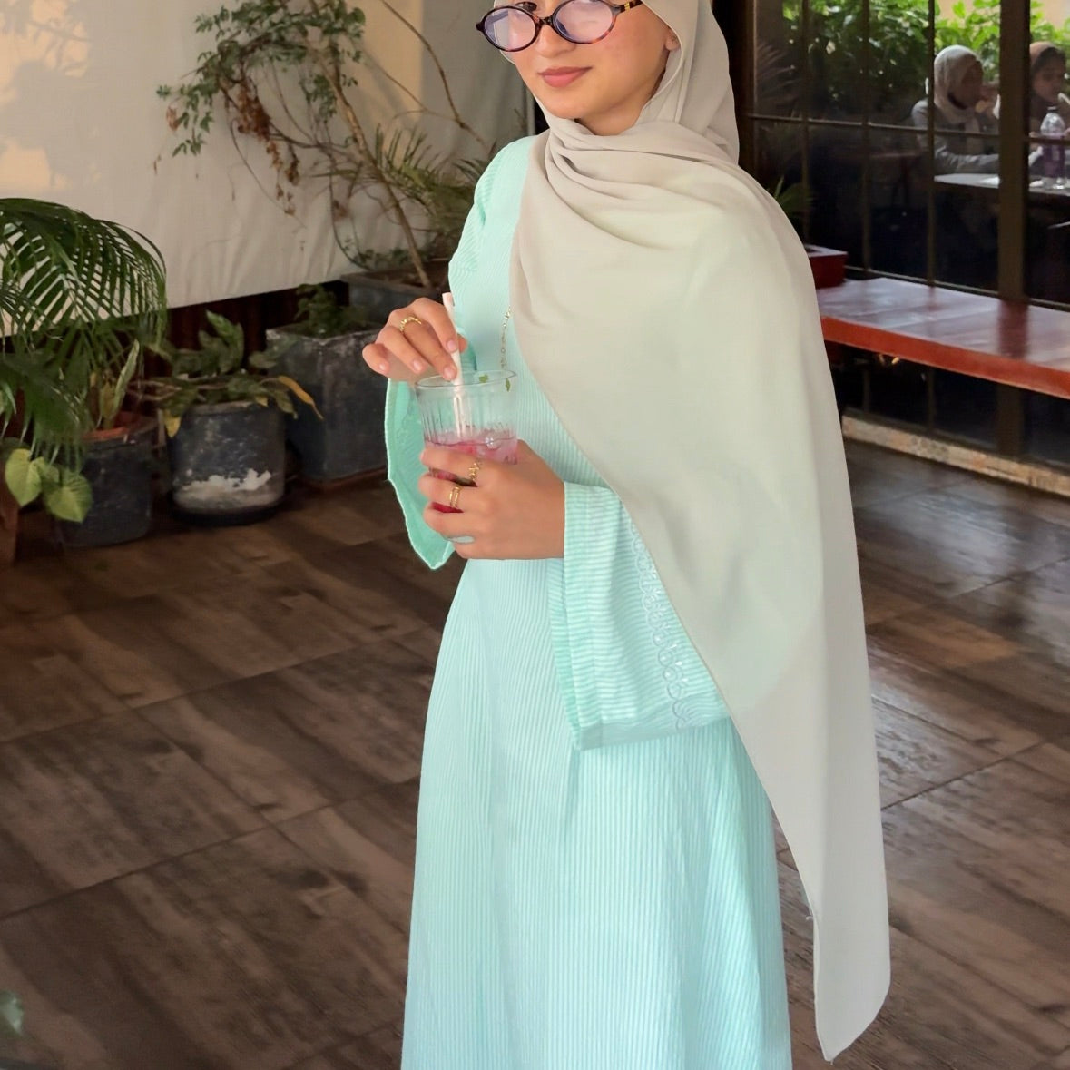Striped Modest corset - Green