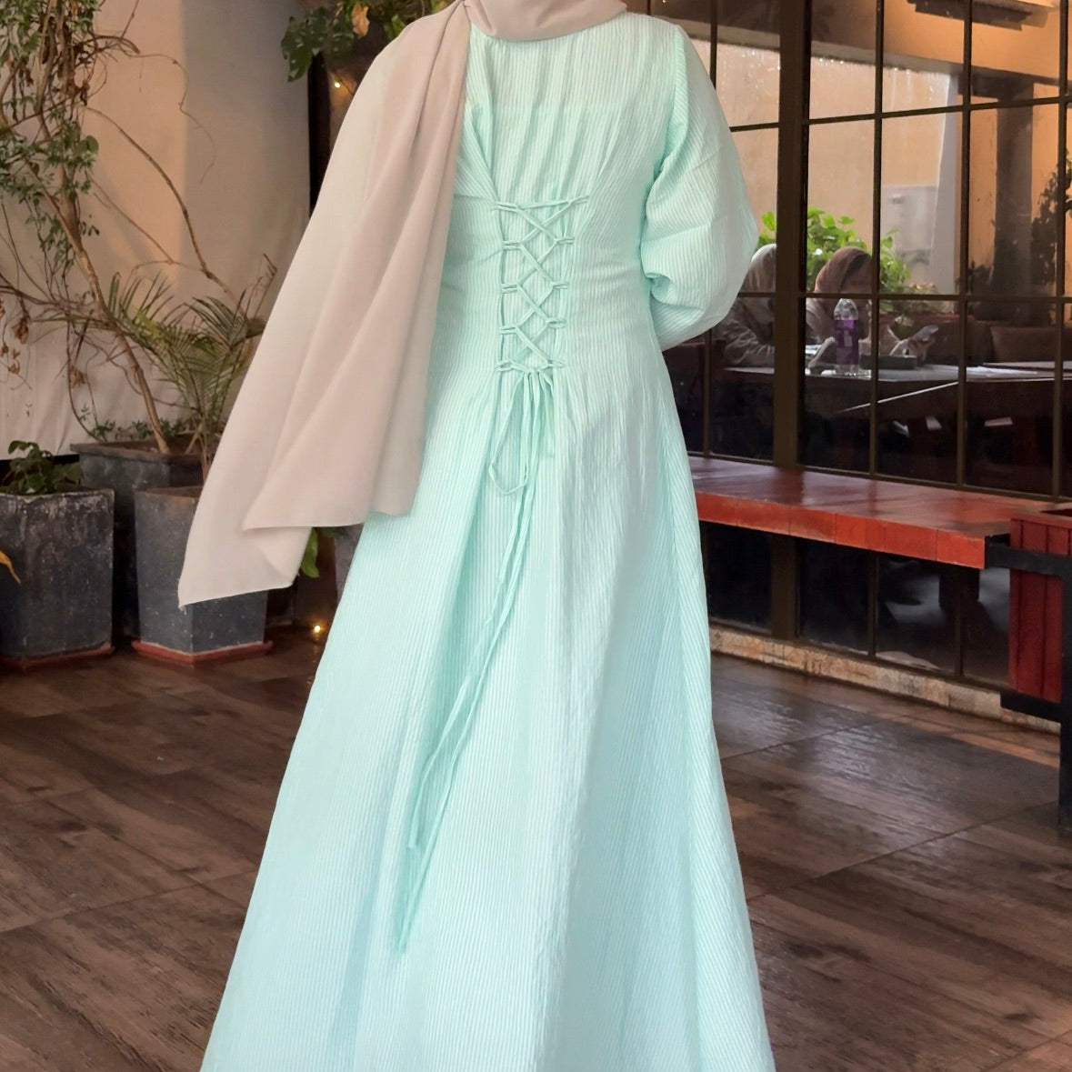 Striped Modest corset - Green