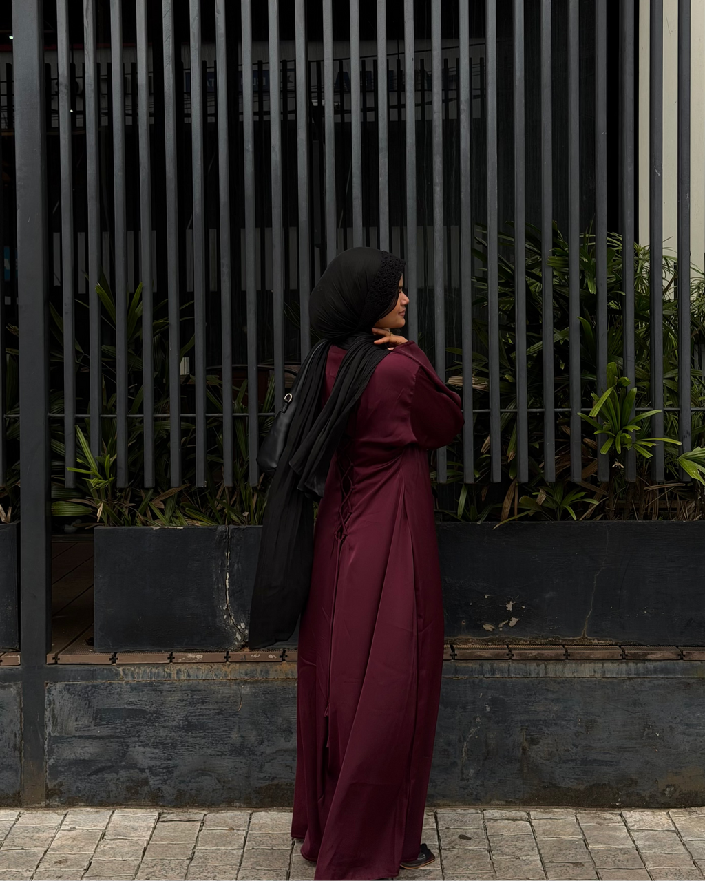 Corset Tie Gown - Maroon