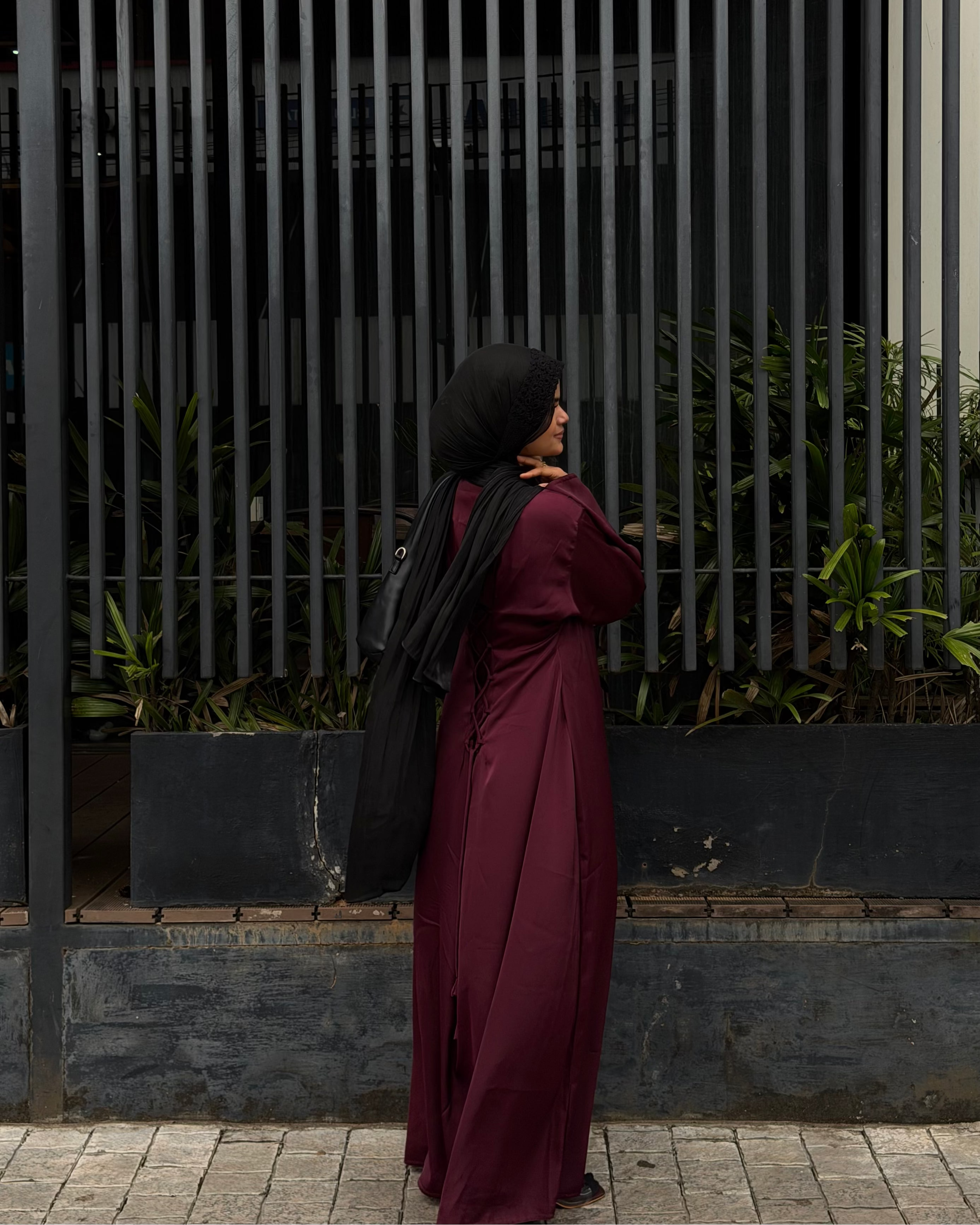 Corset Tie Gown - Maroon