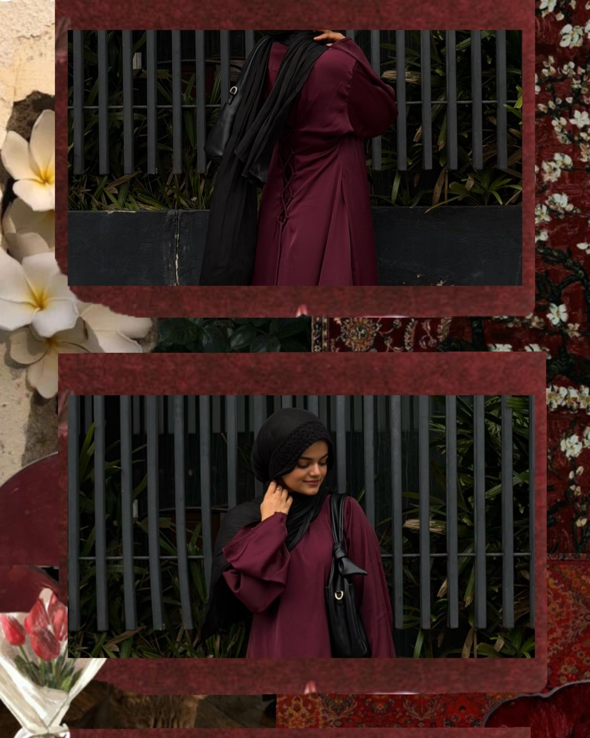 Corset Tie Gown - Maroon